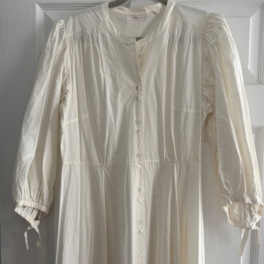 Cream Button-Down Doen Dress